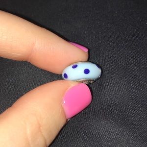 Blue Glass Polka Dot Pandora Charm/Bead